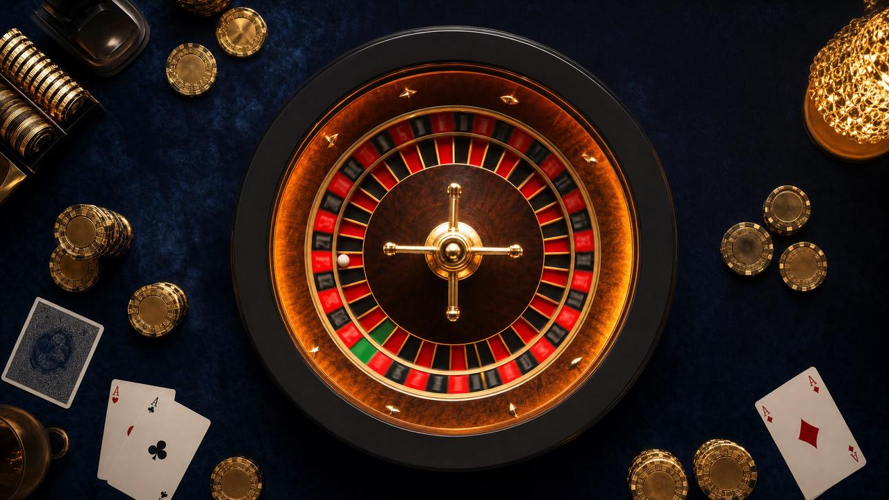 Roue de roulette et jetons dorés sur table de casino — taux de redistribution RTP