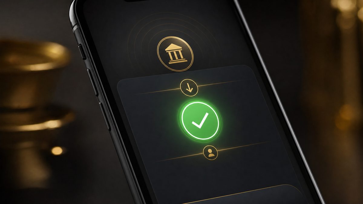 Notification de virement instantané confirmé sur application bancaire mobile